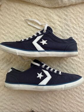 Low Top Shoes Converse Women's Navy Canvas Low-Top Sneakers w/ White Star Accent